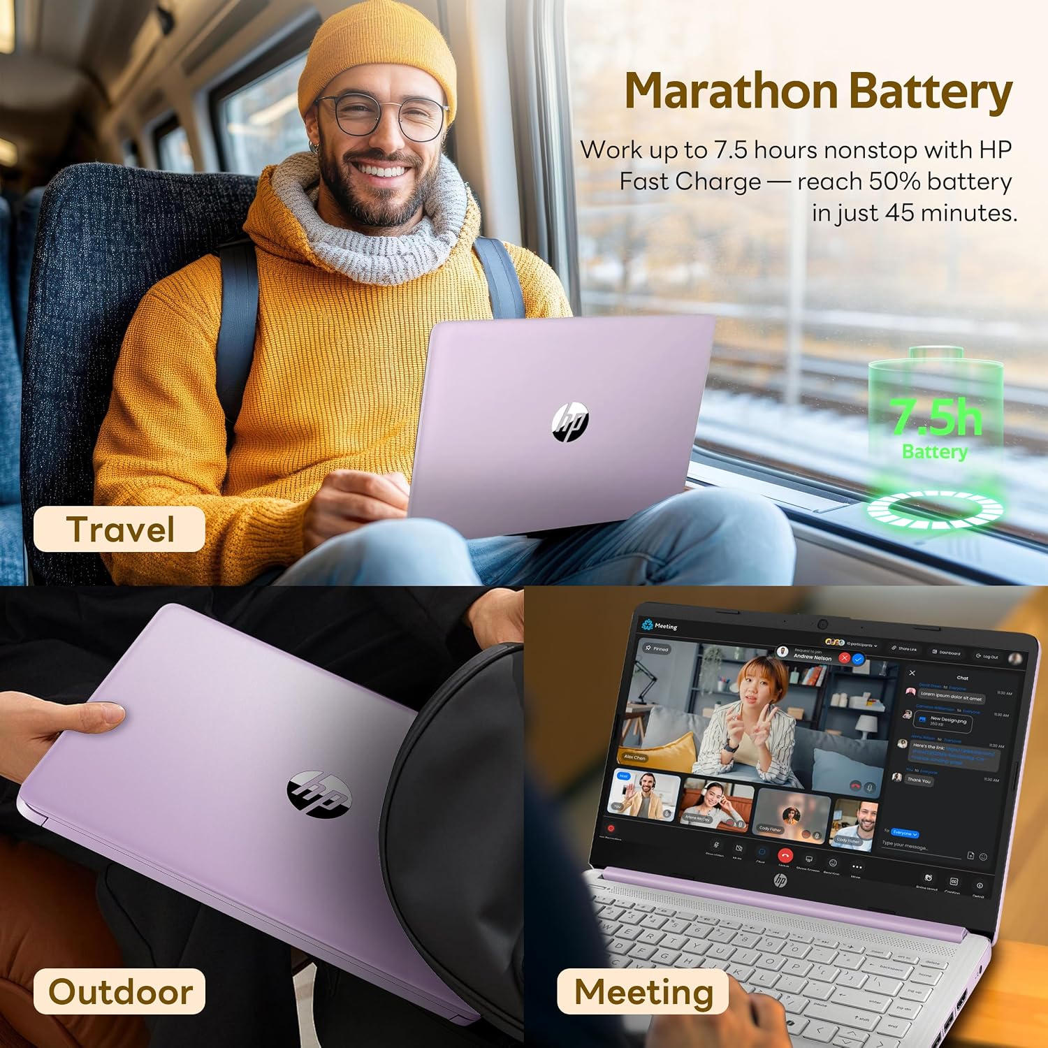 HP Stream 14' HD Student&Business Laptop with AI Copilot, Intel Processor N150, 4GB RAM, 1.12TB Storage (128GB UFS + 1TB Docking Station), 1 Year Office 365, 720p Webcam, Win 11, Lavender Purple
