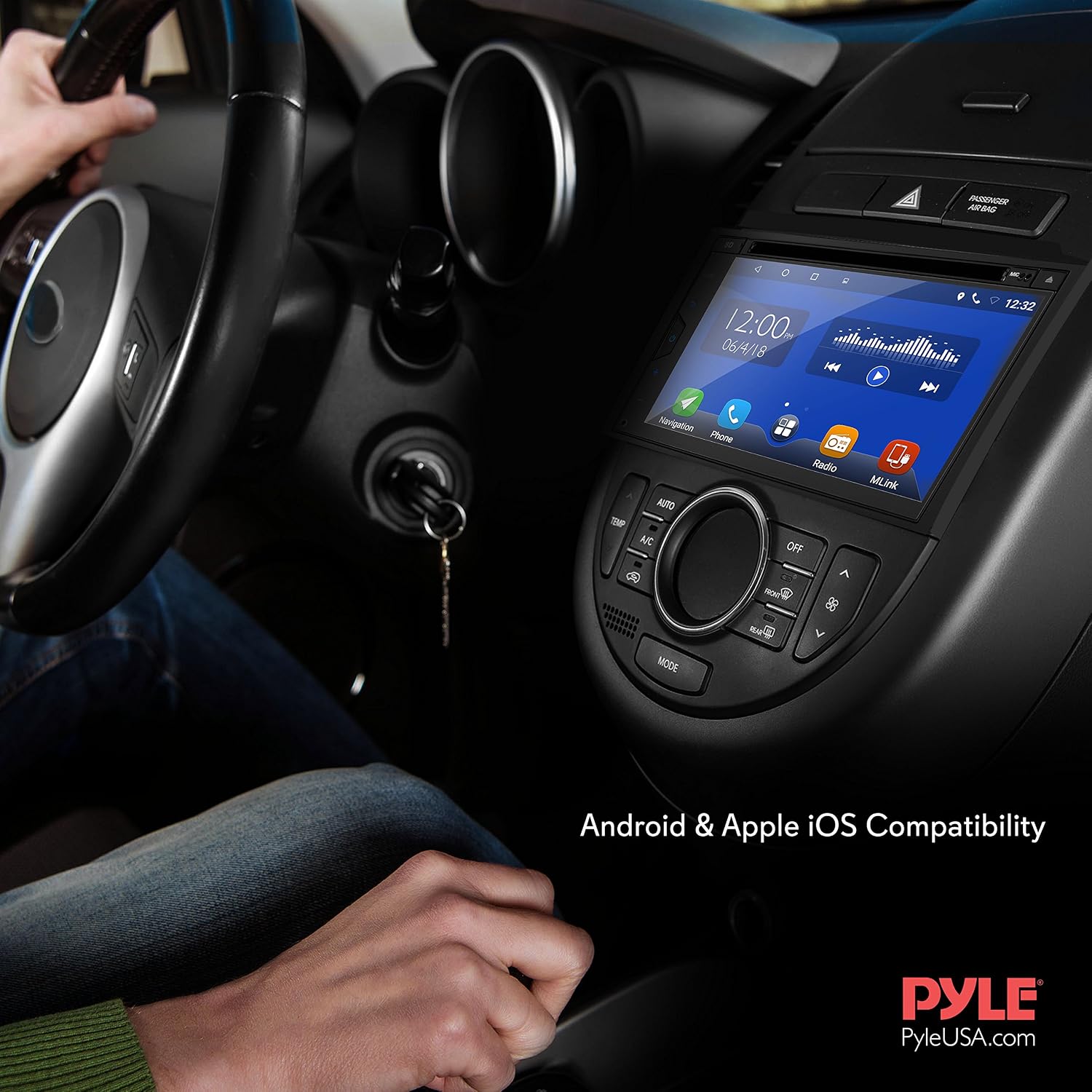 Pyle Car Stereo Receiver System - Hi-Res 6.8' Digital Display, Double DIN Android Touch Screen Monitor with Backup Cam, USB, Bluetooth & GPS Navigation, CD DVD Player, MP3, AM FM Radio with Remote