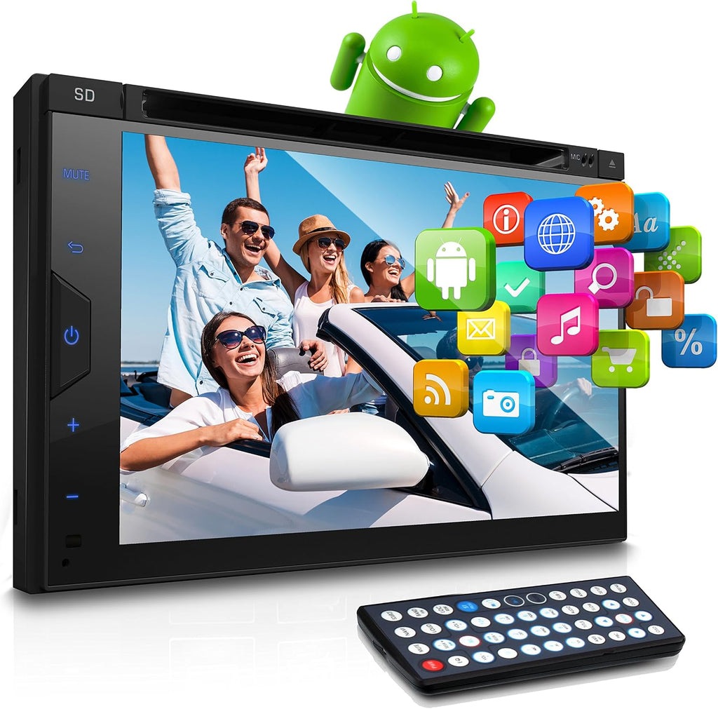 Pyle Car Stereo Receiver System - Hi-Res 6.8' Digital Display, Double DIN Android Touch Screen Monitor with Backup Cam, USB, Bluetooth & GPS Navigation, CD DVD Player, MP3, AM FM Radio with Remote