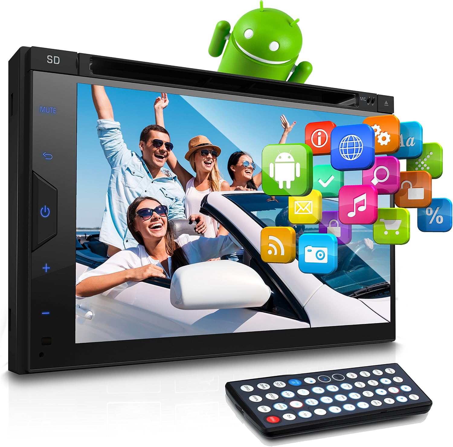 Pyle Car Stereo Receiver System - Hi-Res 6.8' Digital Display, Double DIN Android Touch Screen Monitor with Backup Cam, USB, Bluetooth & GPS Navigation, CD DVD Player, MP3, AM FM Radio with Remote