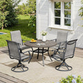 VICLLAX 5 Pieces Outdoor Dining Set, Patio Furniture Set of 4 Patio Swivel Dining Chairs and 41' Patio Round Table with Storage Shelf, Grey Chairs & Antique Grey Tabletop
