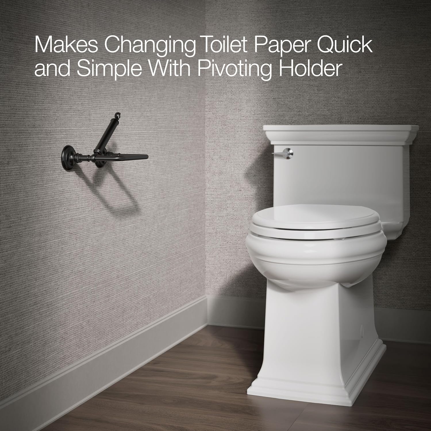 Kohler K-72573 Artifacts Single Bar Horizontal Tissue Holder - Matte Black