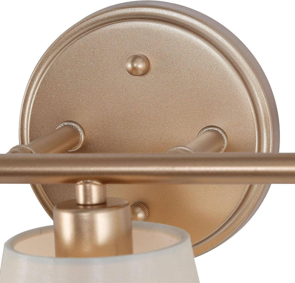 KSANA Large Bathroom Light Fixtures, 4-Light Modern Gold Vanity Lights Over Mirror White Fabric Shade Bathroom Vanity Lighting for Bedroom, Kitchen, Hallway