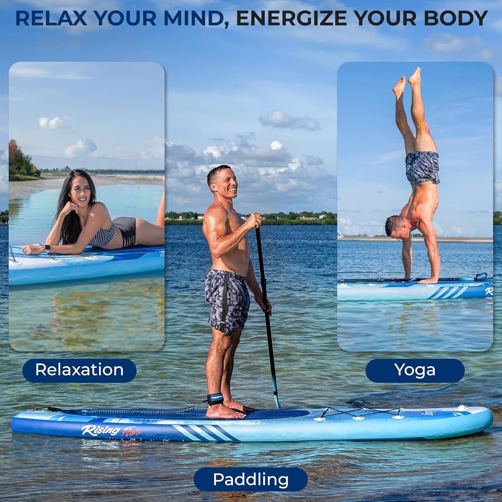 SereneLife Inflatable Stand Up Paddle Board - Wide Stable Design, Non-Slip Deck for Adults & Youth with Premium Paddle Board Accessories: Carry Bag, Dual Action Pump, Paddle, Ankle Leash - 10'6'