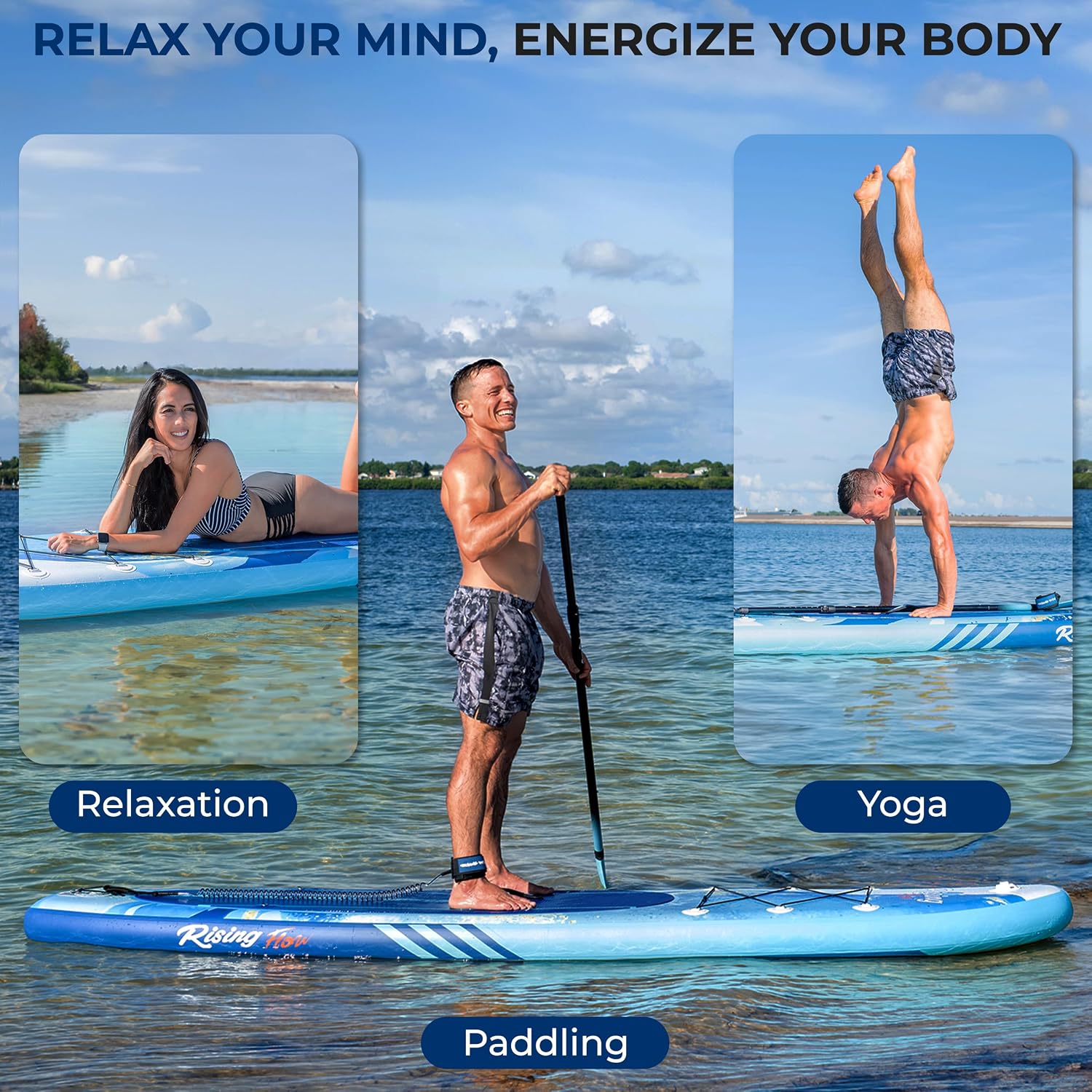 SereneLife Inflatable Stand Up Paddle Board - Wide Stable Design, Non-Slip Deck for Adults & Youth with Premium Paddle Board Accessories: Carry Bag, Dual Action Pump, Paddle, Ankle Leash - 10'6'