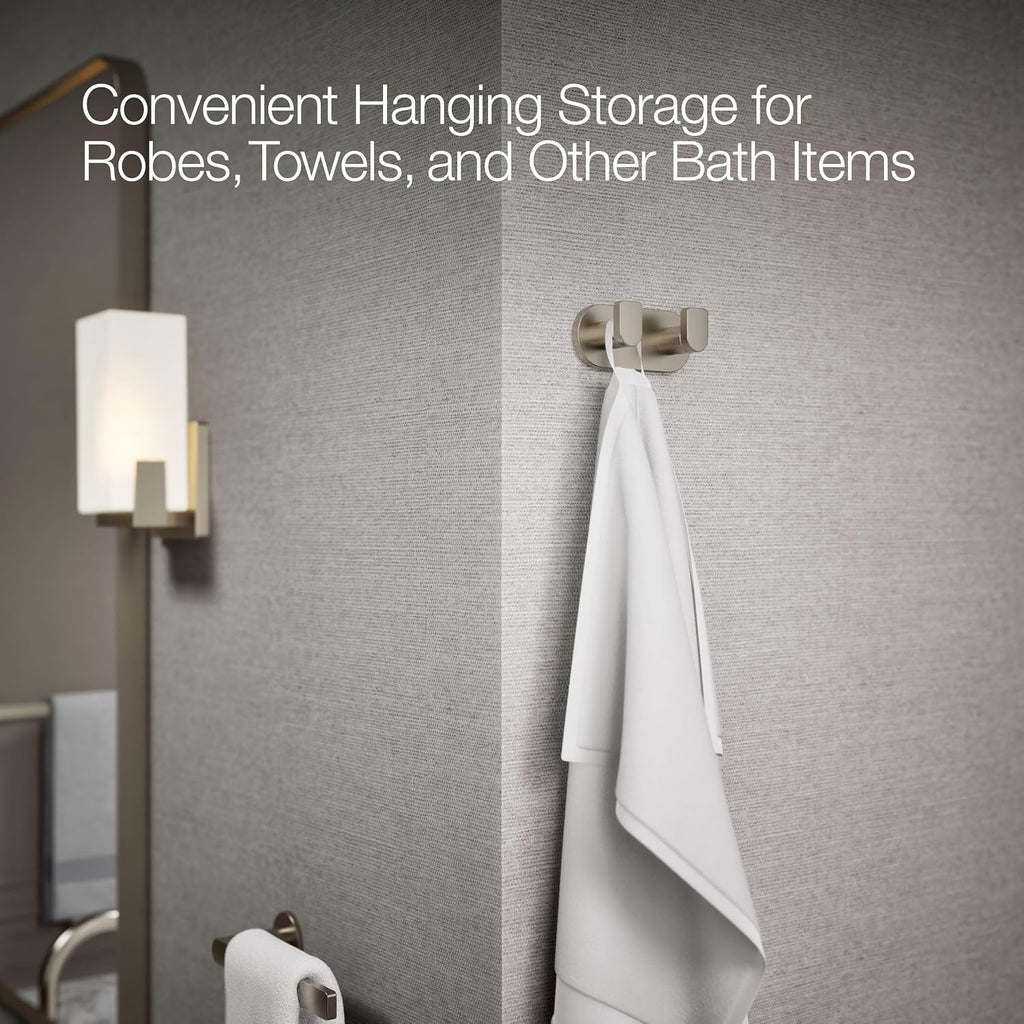 Kohler K73146-BN Composed Double Robe Hook Rack Vibrant Brushed Nickel