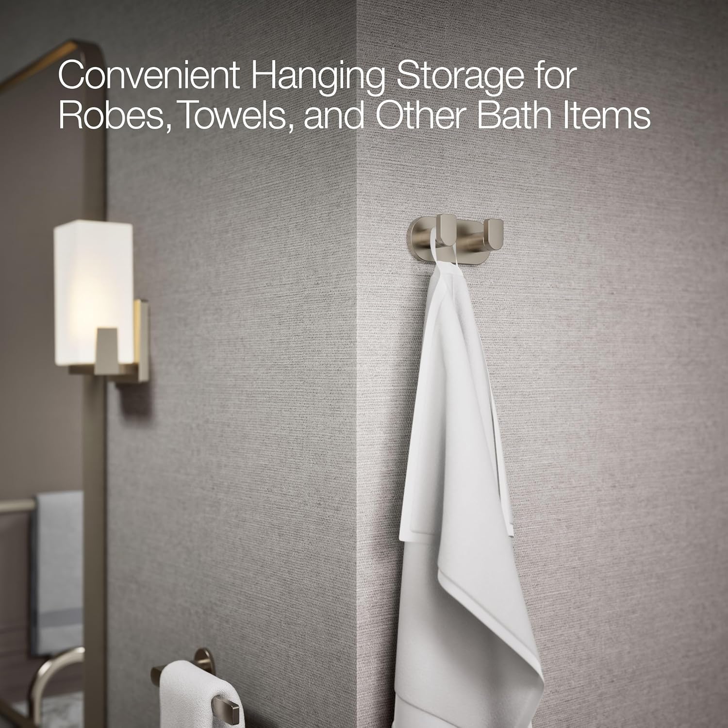 Kohler K73146-BN Composed Double Robe Hook Rack Vibrant Brushed Nickel