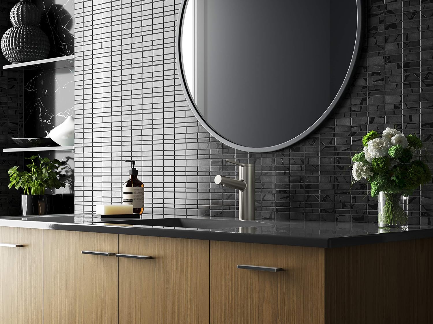 KOHLER K-99492-4-BN Elate Single-Handle Bathroom Sink Faucet, Pop-Up Drain, 0.5 GPM, Single Lever Handle, Sleek Design, Vibrant Brushed Nickel