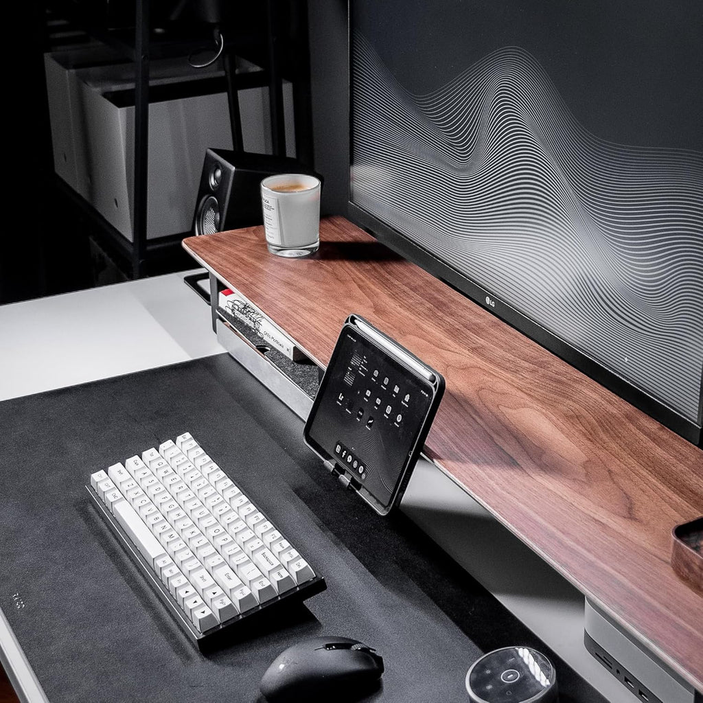 Raico Desk Cockpit Shelf Monitor Stand System Dual Screen Setup Wood Large Desk Accessory Organizer Unit (Walnut, Full Length v2 | 45.7 Inches)
