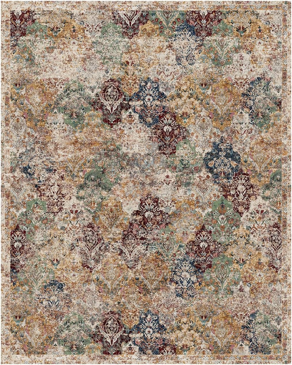 Triohero Area Rug 10x8 Large Machine Washable Clearance Boho Rug Distressed Table Carpet Pet & Kid Friendly Stain Resistant Fade Resistant Soft Vintage Rug for Living Room, Bedroom, Dining Room
