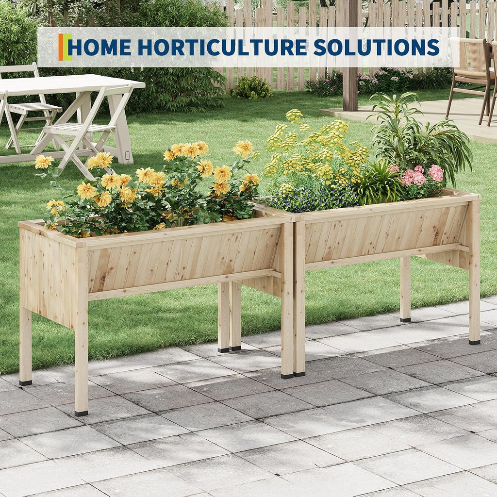 Garvee Large Raised Garden Bed (45x23x30 Inch) - Elevated Wood Planter Box with Storage Hooks & Locking Wheels - 13.7' Deep Outdoor Grow Box for Vegetables/Herbs w/Non-Woven Liner