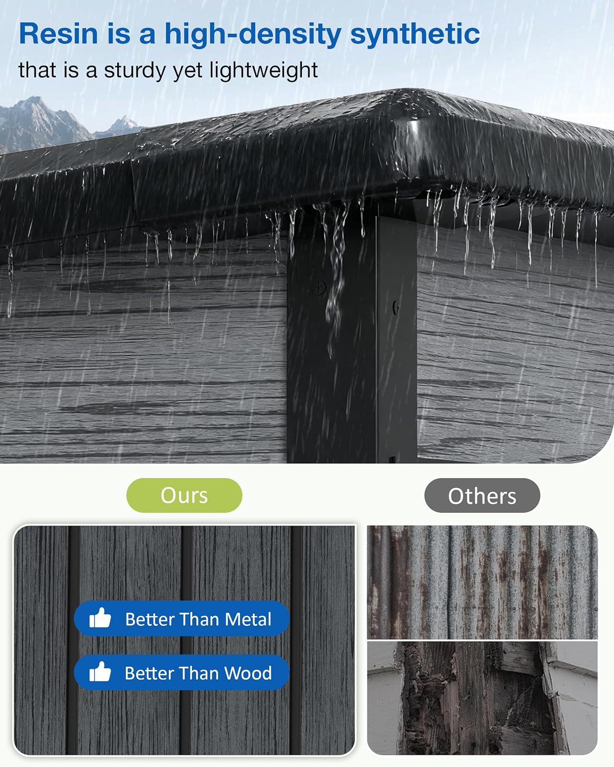 Amopatio Storage Shed 6x8, Resin Outdoor Shed with Floor Included, Plastic Sheds Outdoor Storage for Garden Tools, Bike, Sheds & Outdoor Storage with Lockable Door, Window & Vents, Charcoal Gray