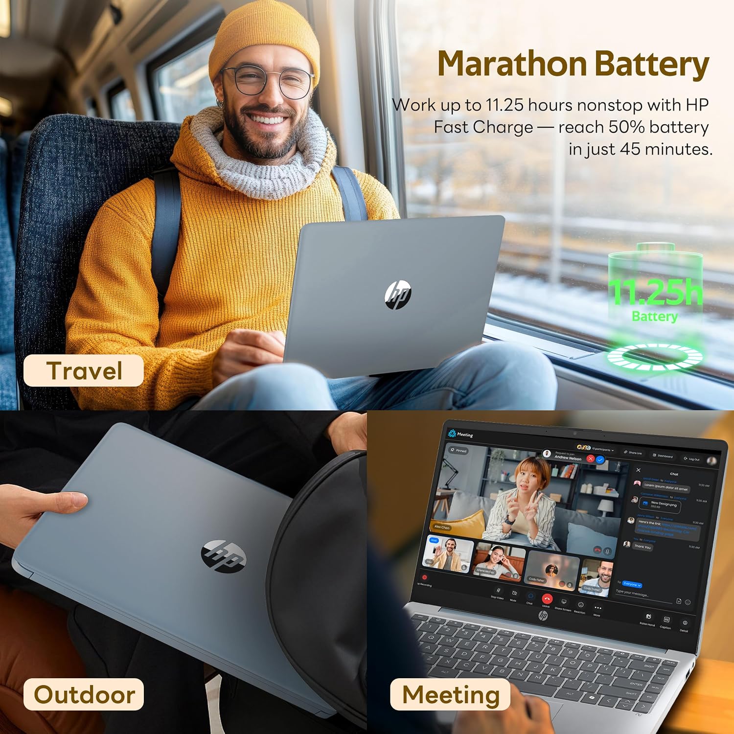 HP Stream 14' HD Student&Business Laptop with AI Copilot, AMD Athlon 7120, 4GB RAM, 1.12TB Storage (128GB SSD + 1TB Docking Station), 1 Year Office 365, Radeon Graphics, Win 11, Moonlight Blue