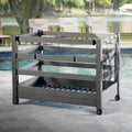 3.4ft H x 4.6ft W x 2.8ft L WoodTek Poolside Organizer and Pool Float Storage Rack, Wheeled Storage for Toys, Floats, and Accessories - Durable Pool Deck Caddy & Organizer w/ Dividers, Zippity AZ19078