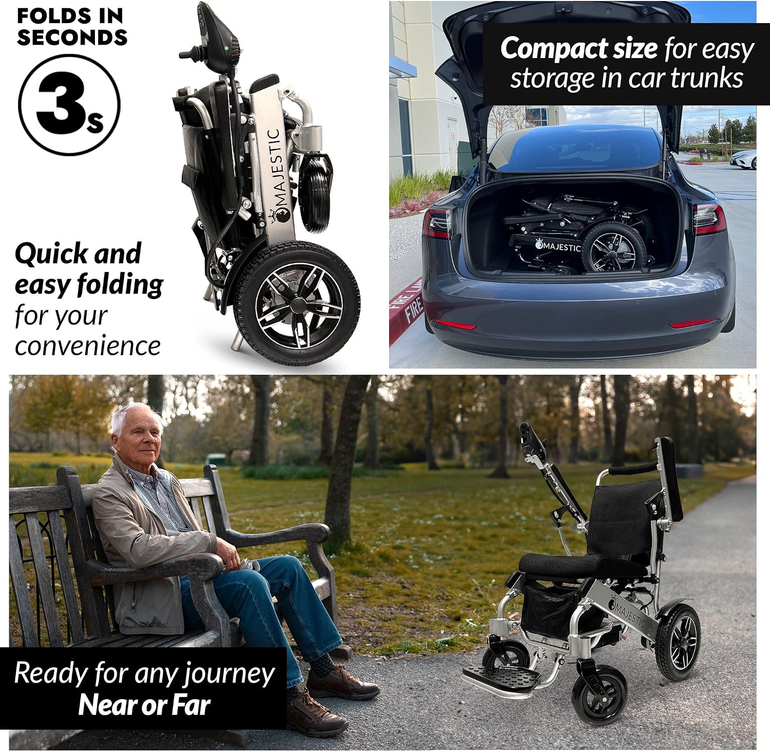Majestic IQ-8000 Electric Wheelchairs for Adults,Motorized Wheelchairs for Seniors,Ultra Light Wheelchair,Folding Power Wheelchair,Durable Wheel Chair,Silla De Ruedas para Adultos,20' Wide Seat