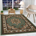 Antep Rugs Alfombras Oriental Traditional 8x10 Non-Skid (Non-Slip) Low Profile Pile Rubber Backing Indoor Area Rugs (Green, 7'10' x 10')