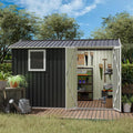 KEIKI 9x6 FT Metal Storage Shed with Window, Large Outdoor Backyard Shed for Tools & Equipment, Durable Galvanized Steel Garden Shed for Patio or Tiny House Use, Gray