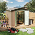 YOPTO 8x6 FT Outdoor Storage Shed,Waterproof Metal Cabinet with Apex Roof and Lockable,Storage Sheds House Shelter w/Vents,Tool House for Storing Bicycles,Lawnmowers,Brown