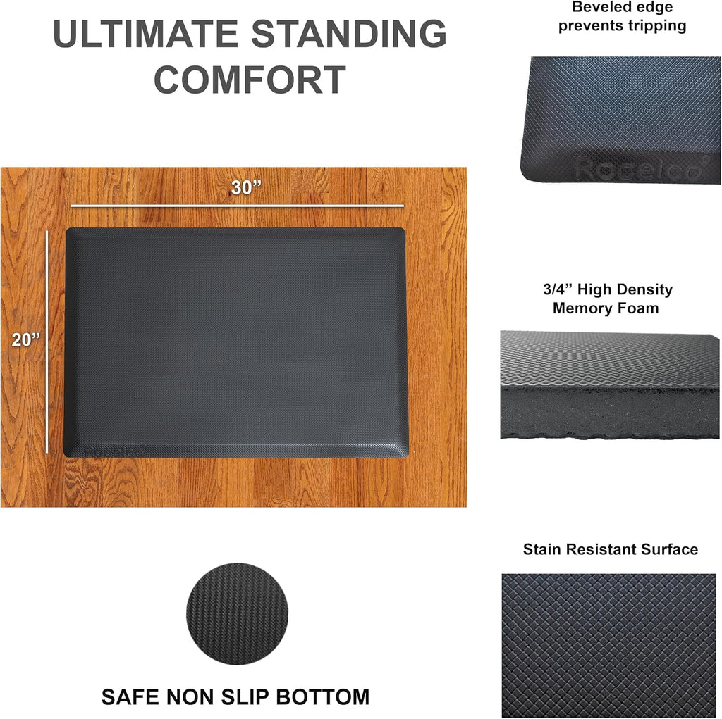 Rocelco 40' Height Adjustable Standing Desk Converter with AC Outlet USB Charger and Anti-Fatigue Floor Mat - Sit Stand Up Tabletop Riser - Sliding Keyboard Tray - Black (R DADRB-40-ACUSB-MAFM)