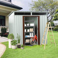 6 x 5 FT Outdoor Metal Storage Shed with Window and Punched Vents,Heavy Duty Storager House w/Sliding Doors & Padlock,Large Waterproof Tool Sheds for Garden,Backyard,Lawn,White