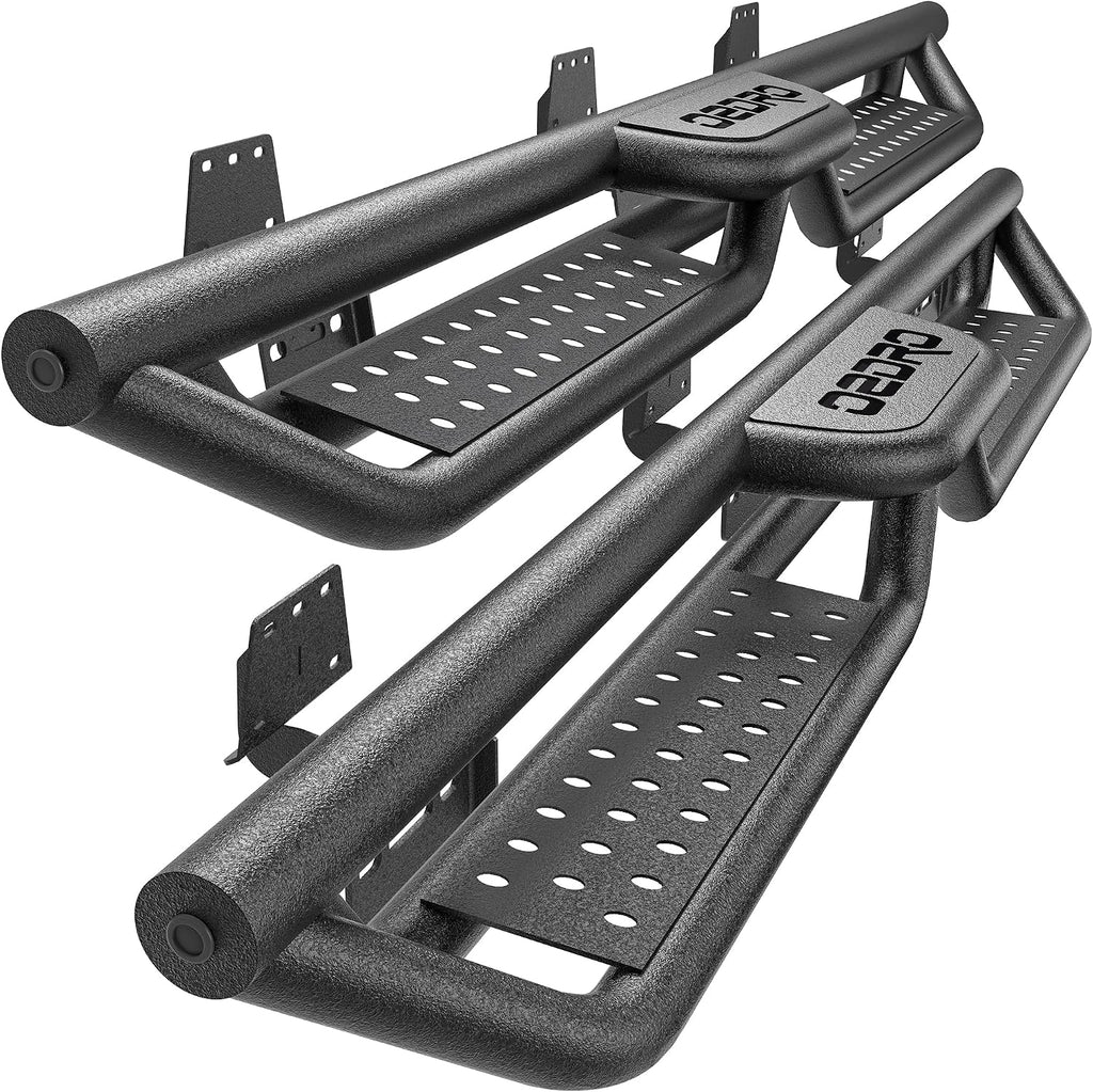 6 Inch Running Boards Compatible with 2009-2018 Dodge Ram 1500 Quad Cab/Extended Cab, 2019-2024 Dodge Ram 1500 Classic, Two-Stair Side Step Rail Drop Nerf Bars (Excl. 19-26 1500 New Body)