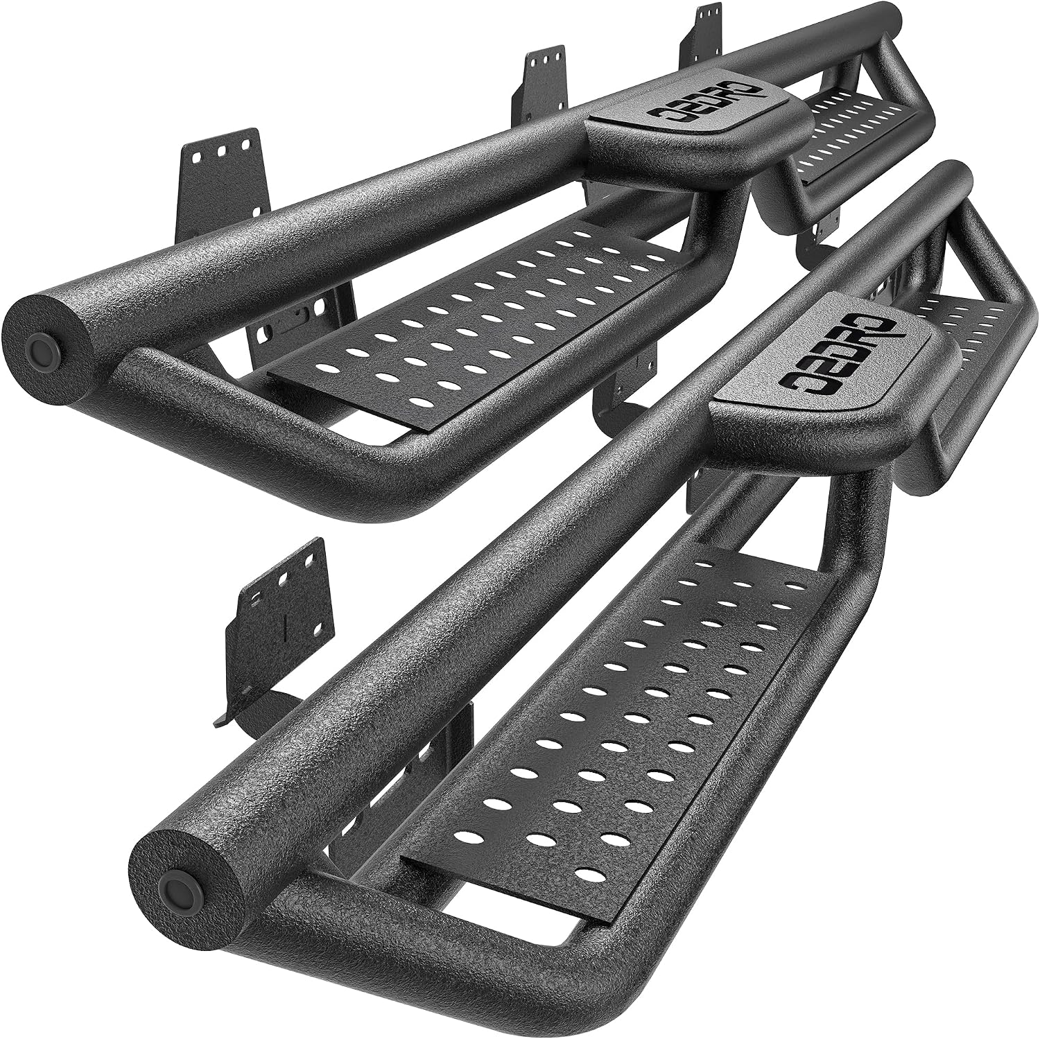 6 Inch Running Boards Compatible with 2009-2018 Dodge Ram 1500 Quad Cab/Extended Cab, 2019-2024 Dodge Ram 1500 Classic, Two-Stair Side Step Rail Drop Nerf Bars (Excl. 19-26 1500 New Body)