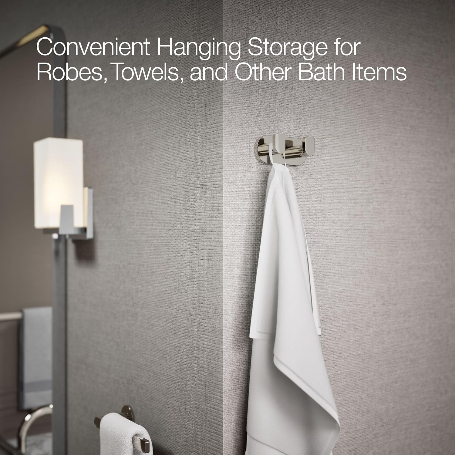 Kohler 73146-SN Composed® Double Robe Hook, Vibrant Polished Nickel