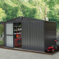 Domi Outdoor Storage Shed 10'x 8', Metal Garden Shed for Bike, Trash Can, Tools, Lawn Mowers, Pool Toys, Galvanized Steel Outdoor Storage Cabinet with Lockable Door for Backyard, Patio, Lawn