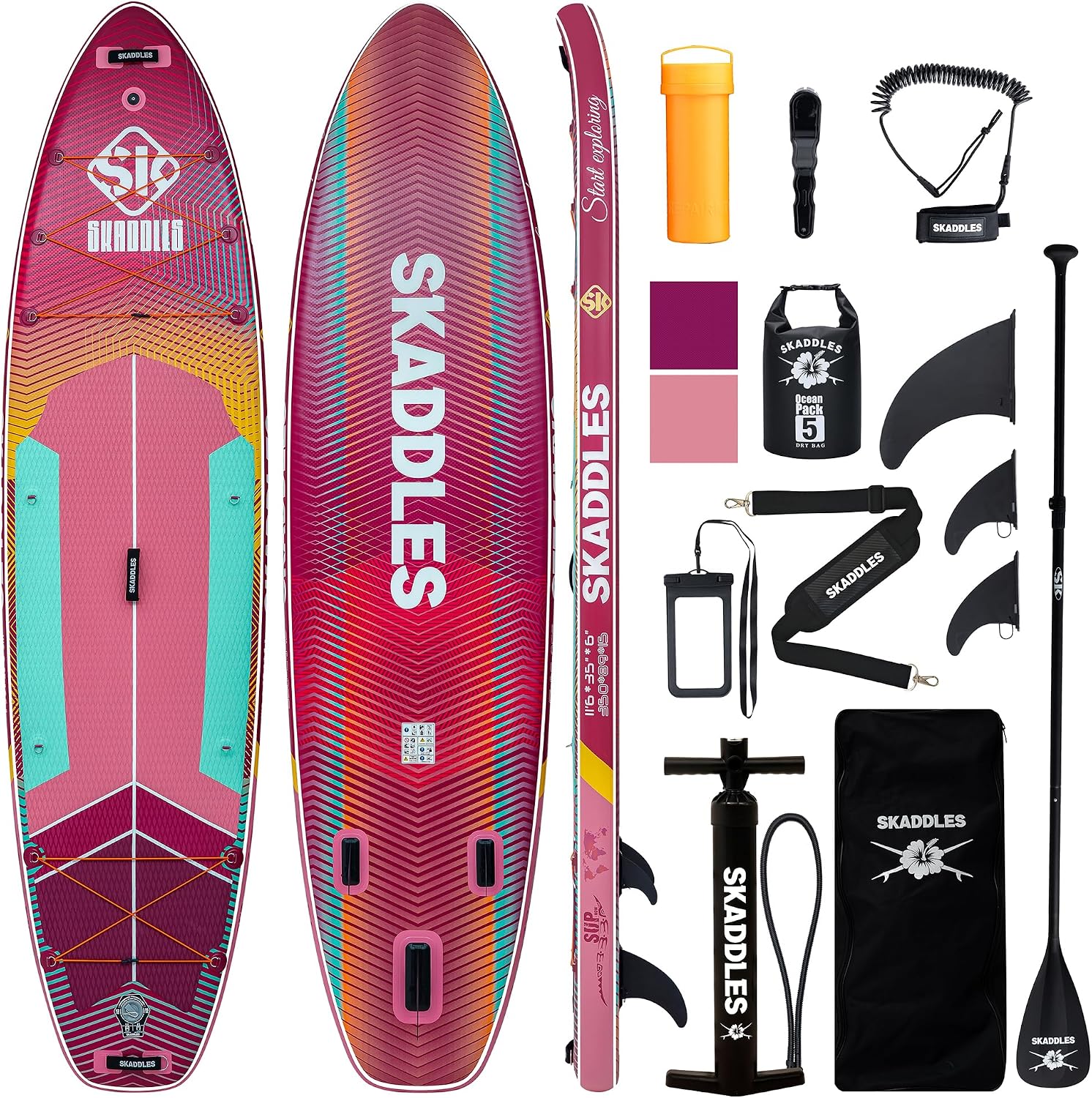 11'6 × 35' Inflatable SUP–Super Wide, Stand Up Paddle Board for Adults, Youth, Family & Pets, High Weight Capacity, Non-Slip EVA Deck, Premium Accessories
