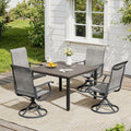 VICLLAX 5 Pieces Patio Dining Set, Patio Furniture Set of 4 Patio Swivel Dining Chairs and Square Patio Table, Grey Chairs & Antique Grey Tabletop