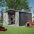 YOPTO 10 x 10 FT Outdoor Storage Shed,Heavy Duty Tool Sheds Metal Storage Garden Shed with Sloped Roof and Lockable Doors,Large Metal Storage Sheds for Backyard Patio Lawn, Black