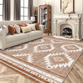8x10 Area Rugs for Living Room, Non-Slip Backing Washable Rug 8x10, Western Large Area Rug Soft Carpet for Bedroom Dining Room, Easy Clean, Durable, Low Pile Rug Under Table, Camel