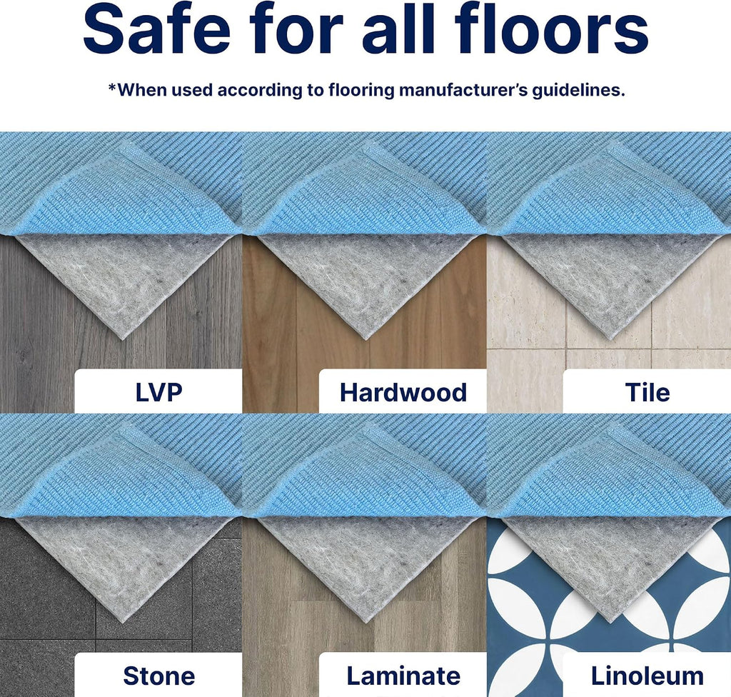 RUGPADUSA, Basics, 9'x11', 1/2' Thick, 100% Felt, Protective Cushion Rug Pad, Available in 4 Thicknesses, Optional Rubber Backing, Safe for All Floors and Finishes