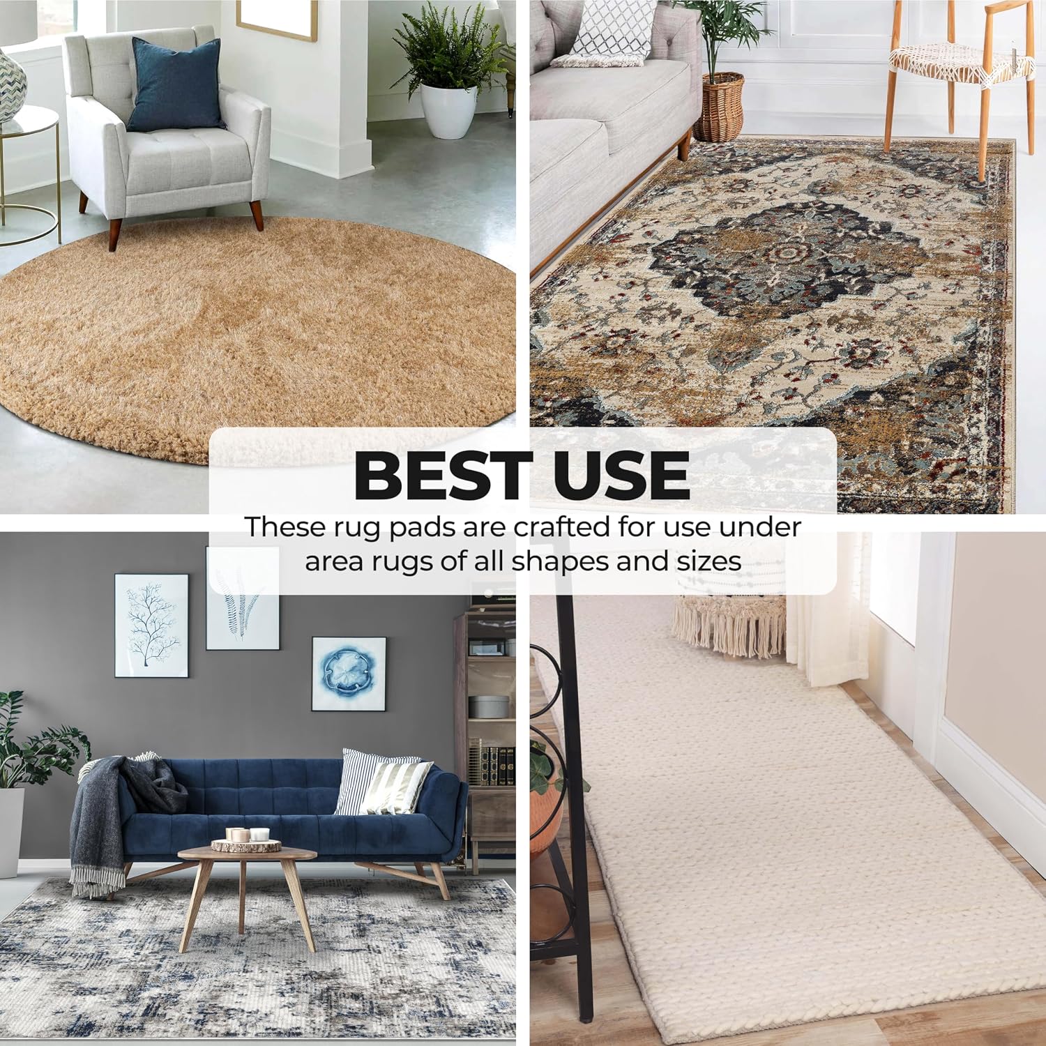 Superior Indoor Area Rug Pad, Non-Slip, Non-Skid, Floor Protector, Hardwood and Tile Floor Padding, Furniture Protector Pad, Carpet Gripper Mat, Felt and Rubber Rug Grip, Lima Collection, 5' x 8'