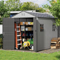 ZZM Outdoor Storage Shed 6x9 Ft, All-Weather Resistant Resin Garden Sheds & Outdoor Storage Clearance with Floor and Windows, Double-Layer Plastic Tool Shed for Backyard, Patio & Lawn (Gray)