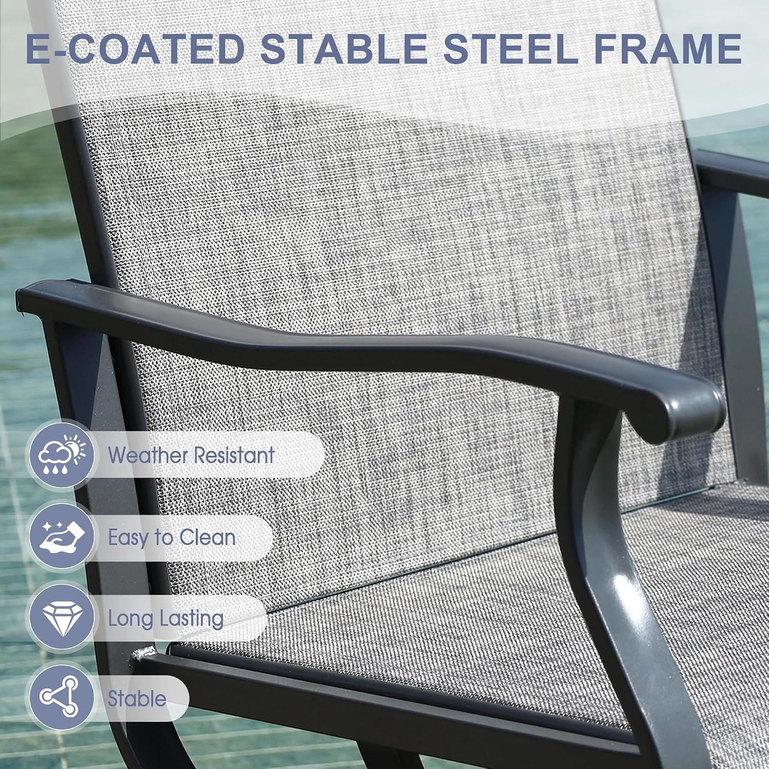 VICLLAX 5 Pieces Patio Dining Set, Patio Furniture Set of 4 Patio Swivel Dining Chairs and Square Patio Table, Grey Chairs & Antique Grey Tabletop