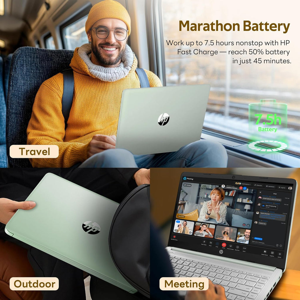 HP Stream 14' HD Student&Business Laptop with AI Copilot, Intel Processor N150, 4GB RAM, 1.12TB Storage (128GB UFS + 1TB Docking Station), 1 Year Office 365, Intel Graphics, Win 11, Willow Green