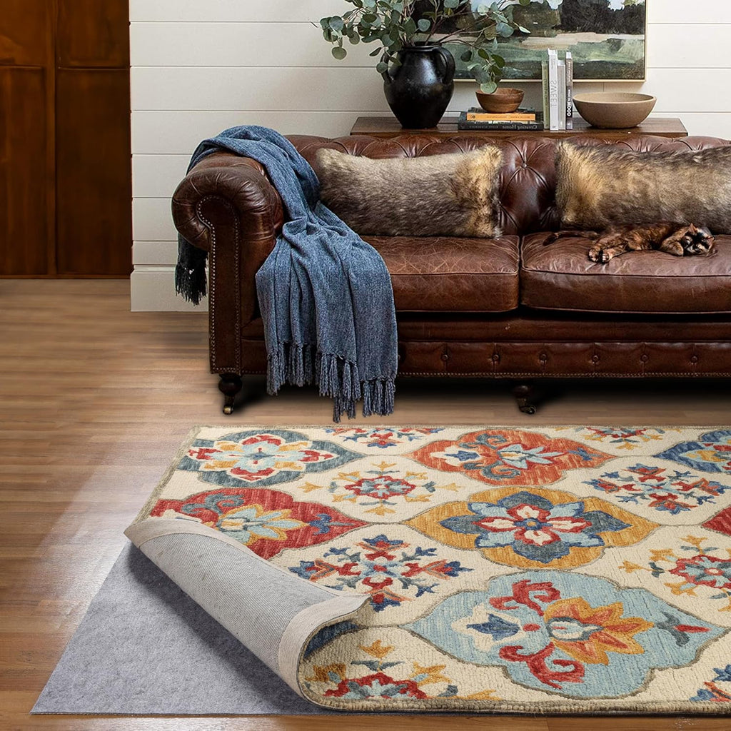 BNM Indoor Area Rug Pad, Non-Slip, Non-Skid, Floor Protector, Hardwood and Tile Floor Padding, Furniture Protector Pad, Carpet Gripper Mat, Slide Stoppers, Felt and Rubber Rug Grip, 8' x 10'