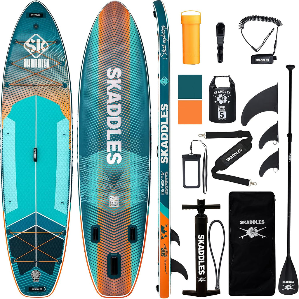 11'6 × 35' Inflatable SUP–Super Wide, Stand Up Paddle Board for Adults, Youth, Family & Pets, High Weight Capacity, Non-Slip EVA Deck, Premium Accessories