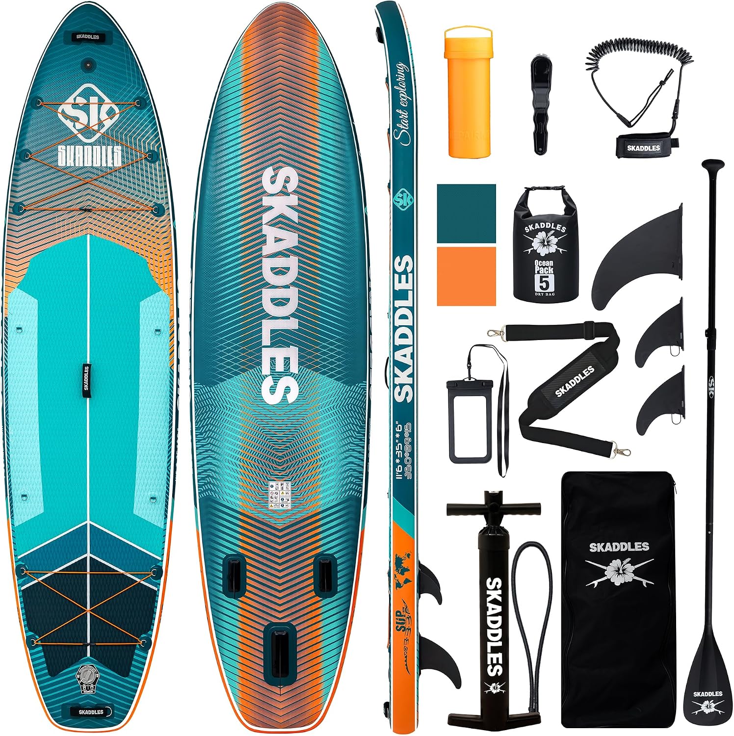 11'6 × 35' Inflatable SUP–Super Wide, Stand Up Paddle Board for Adults, Youth, Family & Pets, High Weight Capacity, Non-Slip EVA Deck, Premium Accessories