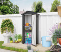 Small 2.5 × 1.4 FT Sheds & Outdoor Storage with Windows, Waterproof Metal Outside Storage Shed with Sturdy Frame, Utility Tool Shed for Backyard Garden — Dark Gray
