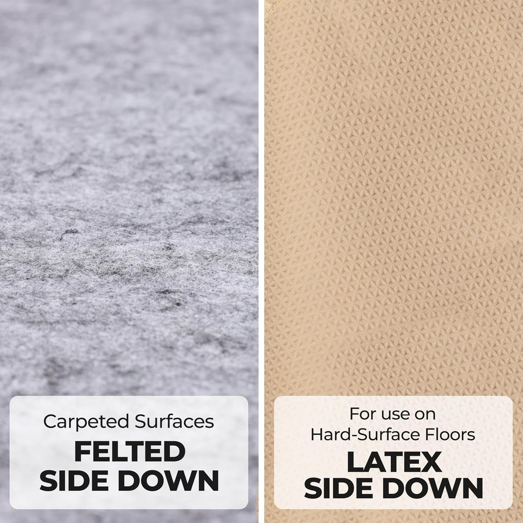 BNM Indoor Area Rug Pad, Non-Slip, Non-Skid Floor Protector, Hardwood, Tile Floor Padding, Furniture Gripper Mat, Slide Stopper, Felt and Rubber Rug Grip, with Sticky Coating for Carpet, 8' x 11'