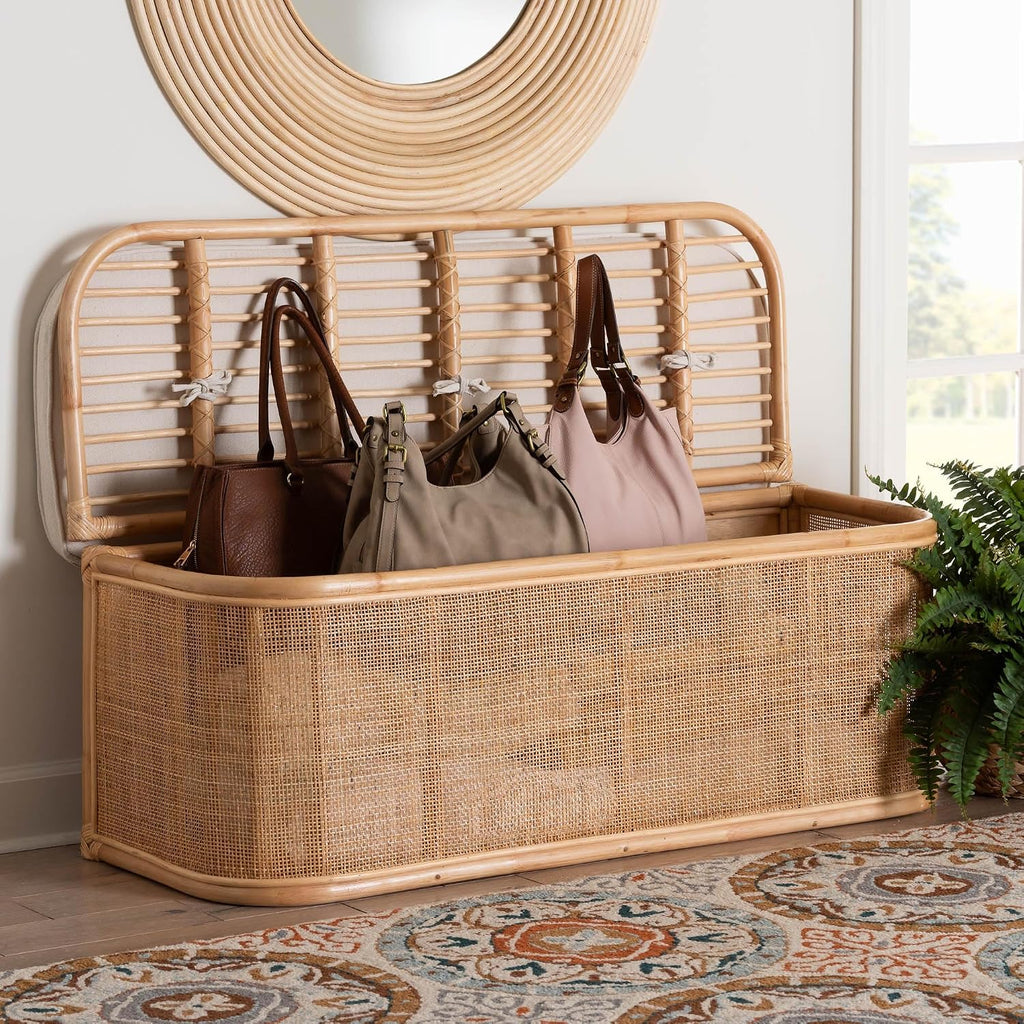Bali & pari Ishana Bohemian Natural Rattan Storage Bench