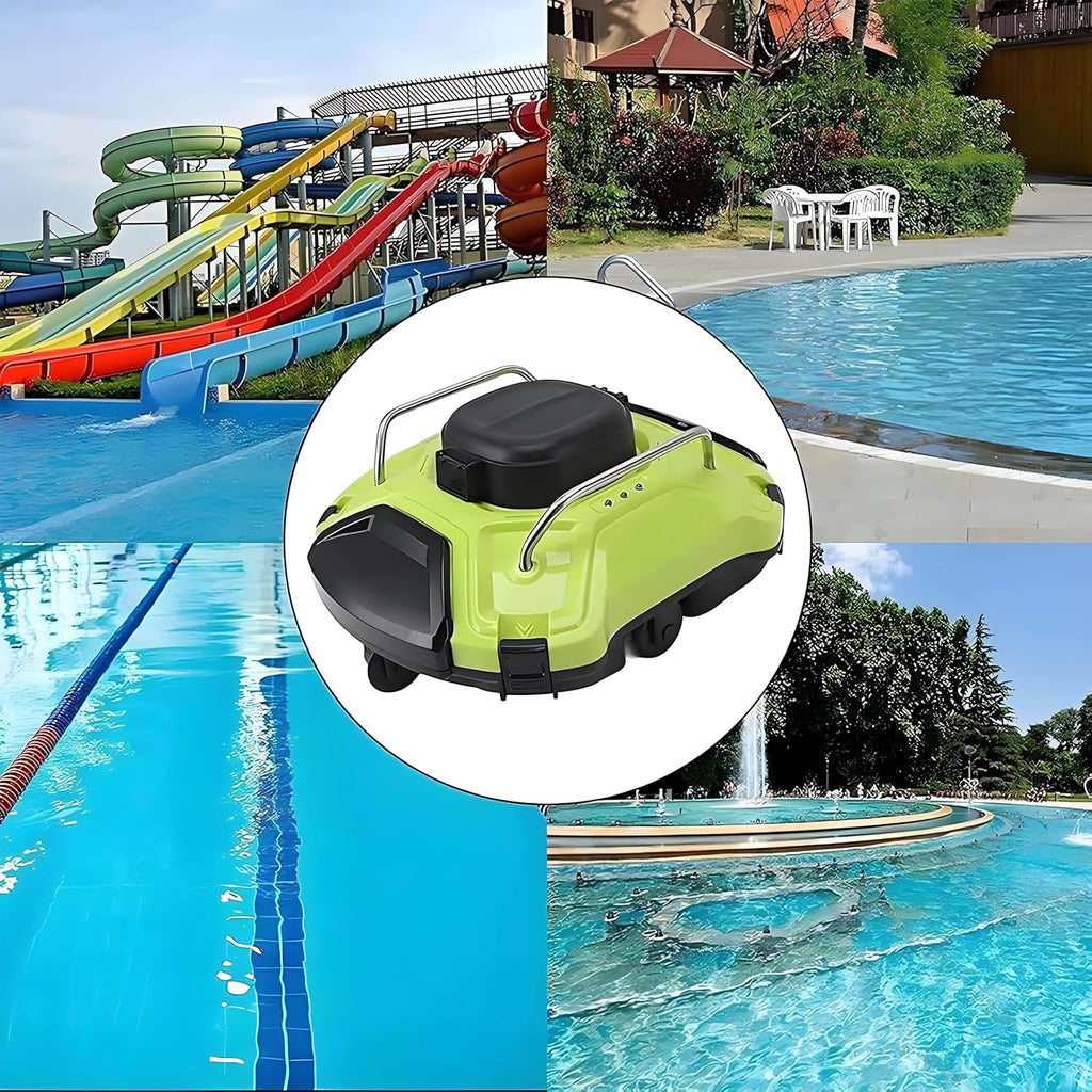 Automatic Robotic Pool Cleaner, Pool Automatic Vacuum Cleaner, Swimming Pool Cleaner Robot, LED Indicator, Strong Suction, with Hook, for Underwater Cleaning