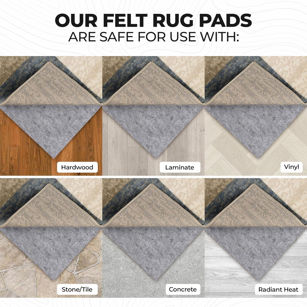 BNM Indoor Area Rug Pad, Non-Slip, Non-Skid, Floor Protector, Hardwood and Tile Floor Padding, Furniture Protector Pad, Carpet Gripper Mat, Slide Stoppers, Felt and Rubber Rug Grip, 10' x 14'