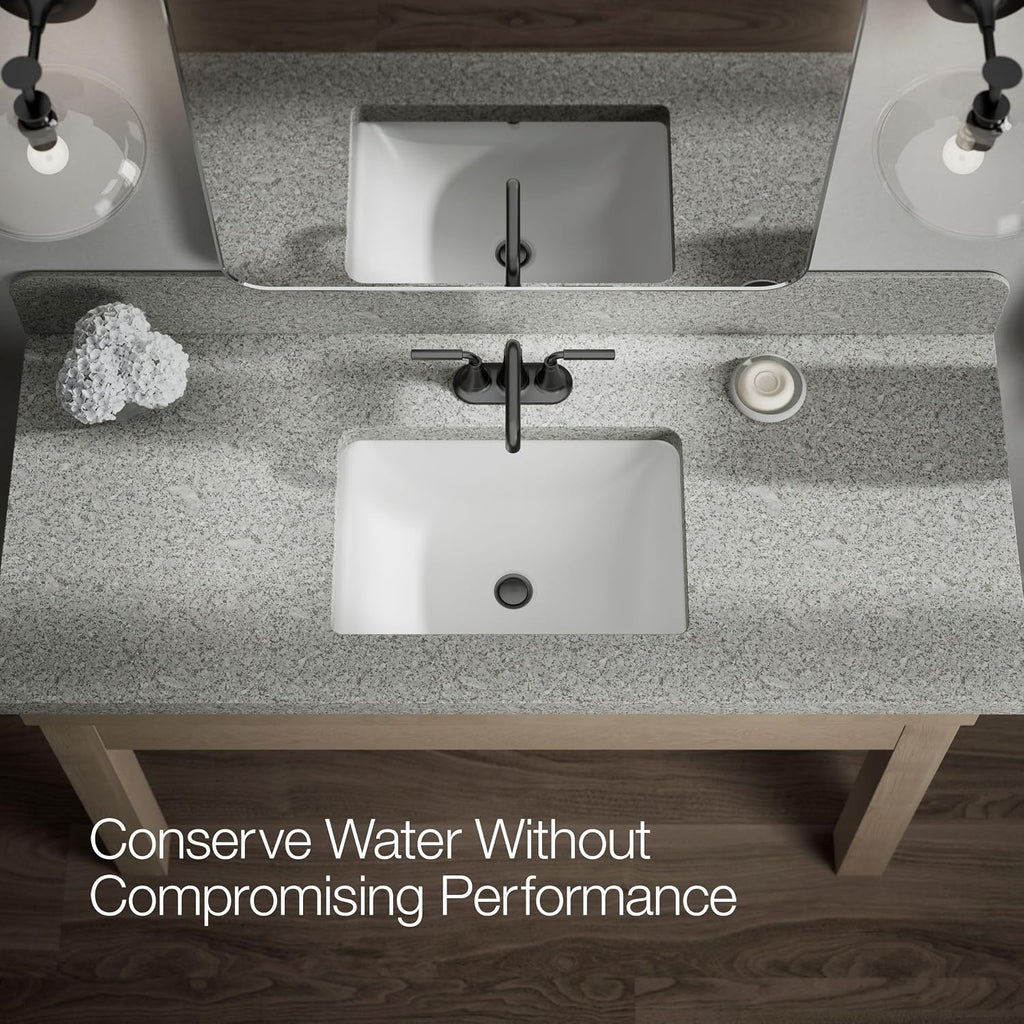 KOHLER K-27414-4-BL Tone™ Centerset Bathroom Sink Faucet, Clicker Drain, Bathroom Faucets, 1.2 GPM, Matte Black