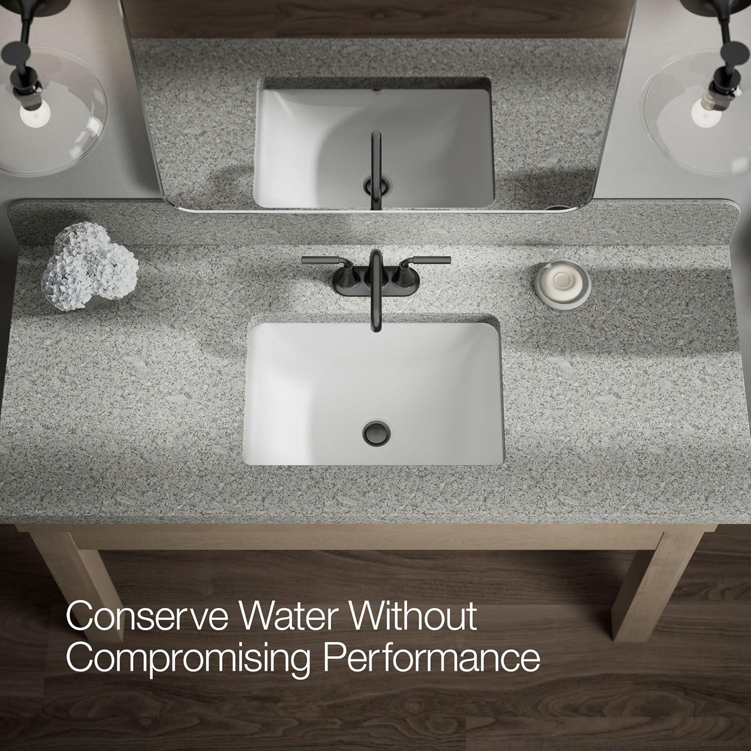 KOHLER K-27414-4-BL Tone™ Centerset Bathroom Sink Faucet, Clicker Drain, Bathroom Faucets, 1.2 GPM, Matte Black