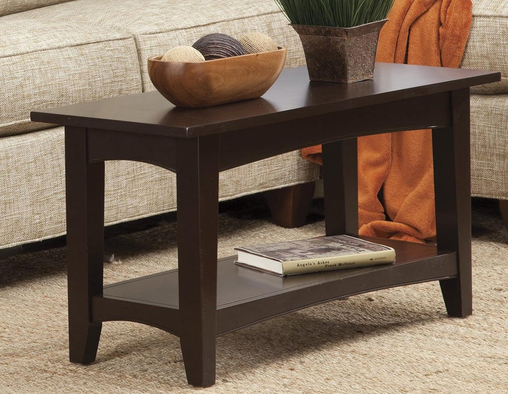 Alaterre Furniture Shaker Cottage Bench with Shelf, Chocolate