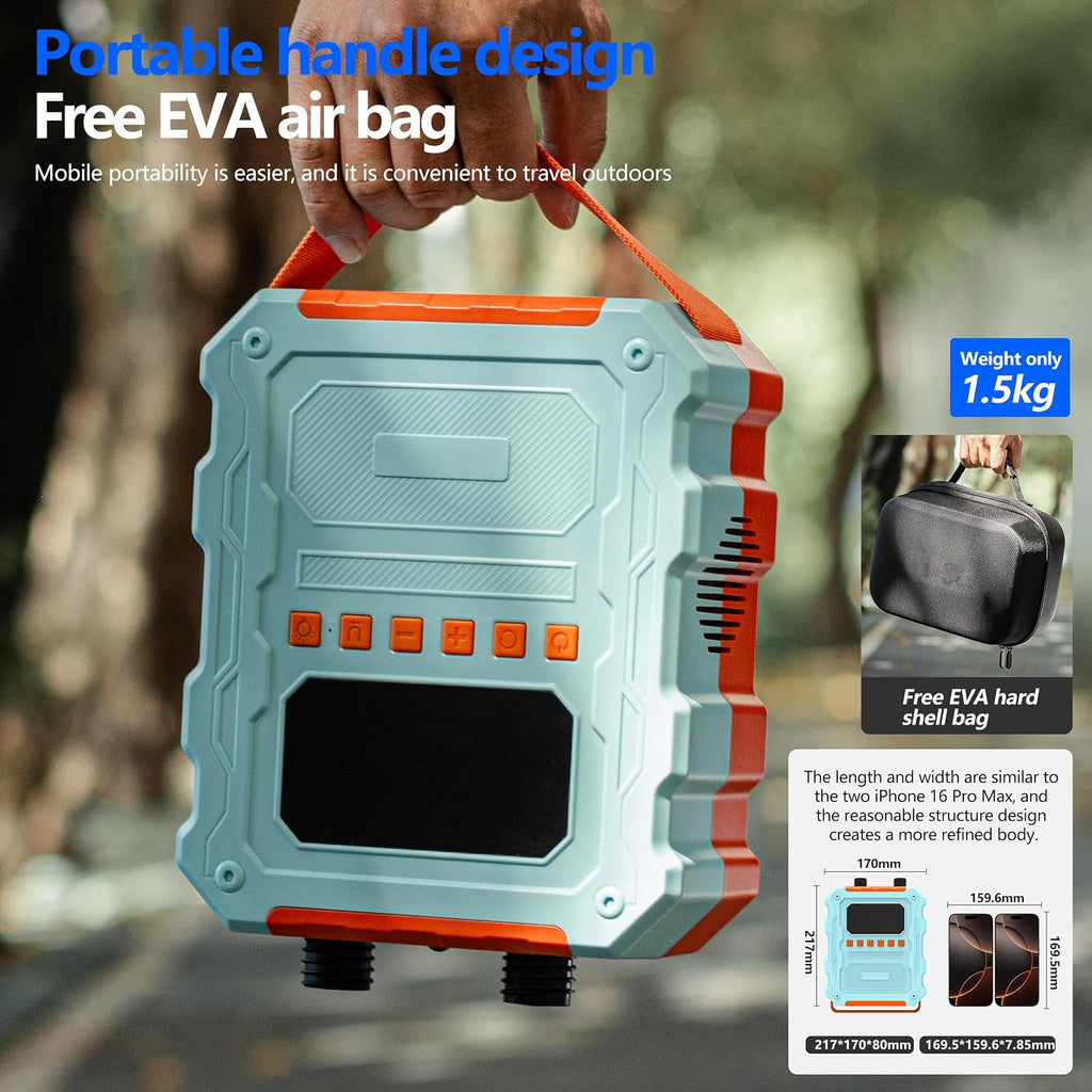 BAOLEXIN Paddle Board Pump - 120W ，15600mAh Battery，Paddle Bord Air Compressor, 4X Faster Electric Pump with 9 Modes, Auto Air Pump for Car Tires, Motor Bike, Ball, SUP, Tent, Kayak, Flo