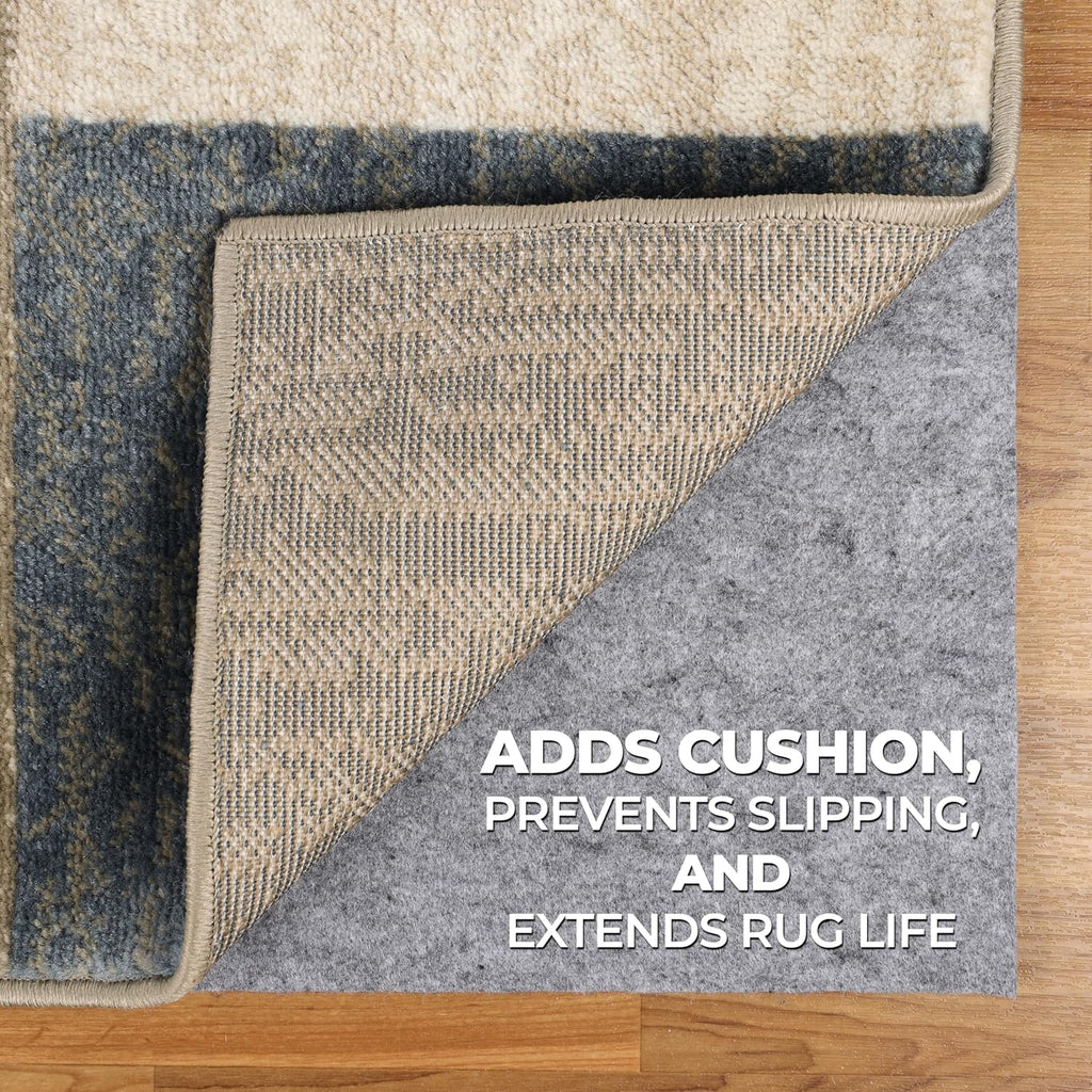 BNM Indoor Area Rug Pad, Non-Slip, Non-Skid, Floor Protector, Hardwood and Tile Floor Padding, Furniture Protector Pad, Carpet Gripper Mat, Slide Stoppers, Felt and Rubber Rug Grip, 12' x 18'